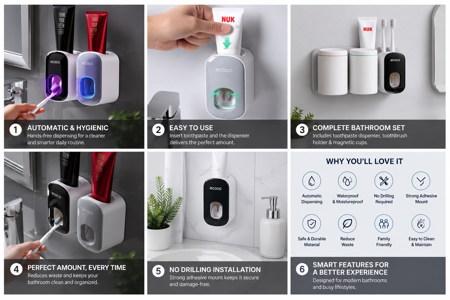 Nestlur™ AutoFresh Toothpaste Dispenser