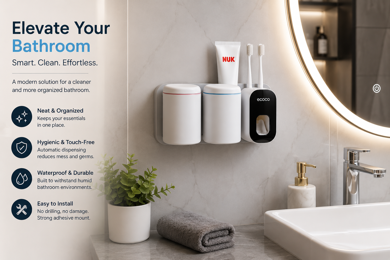 Nestlur™ AutoFresh Toothpaste Dispenser