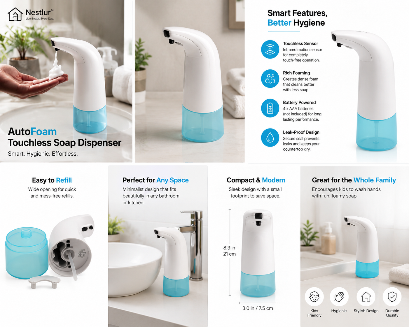 Nestlur™ AutoFoam Touchless Soap Dispenser