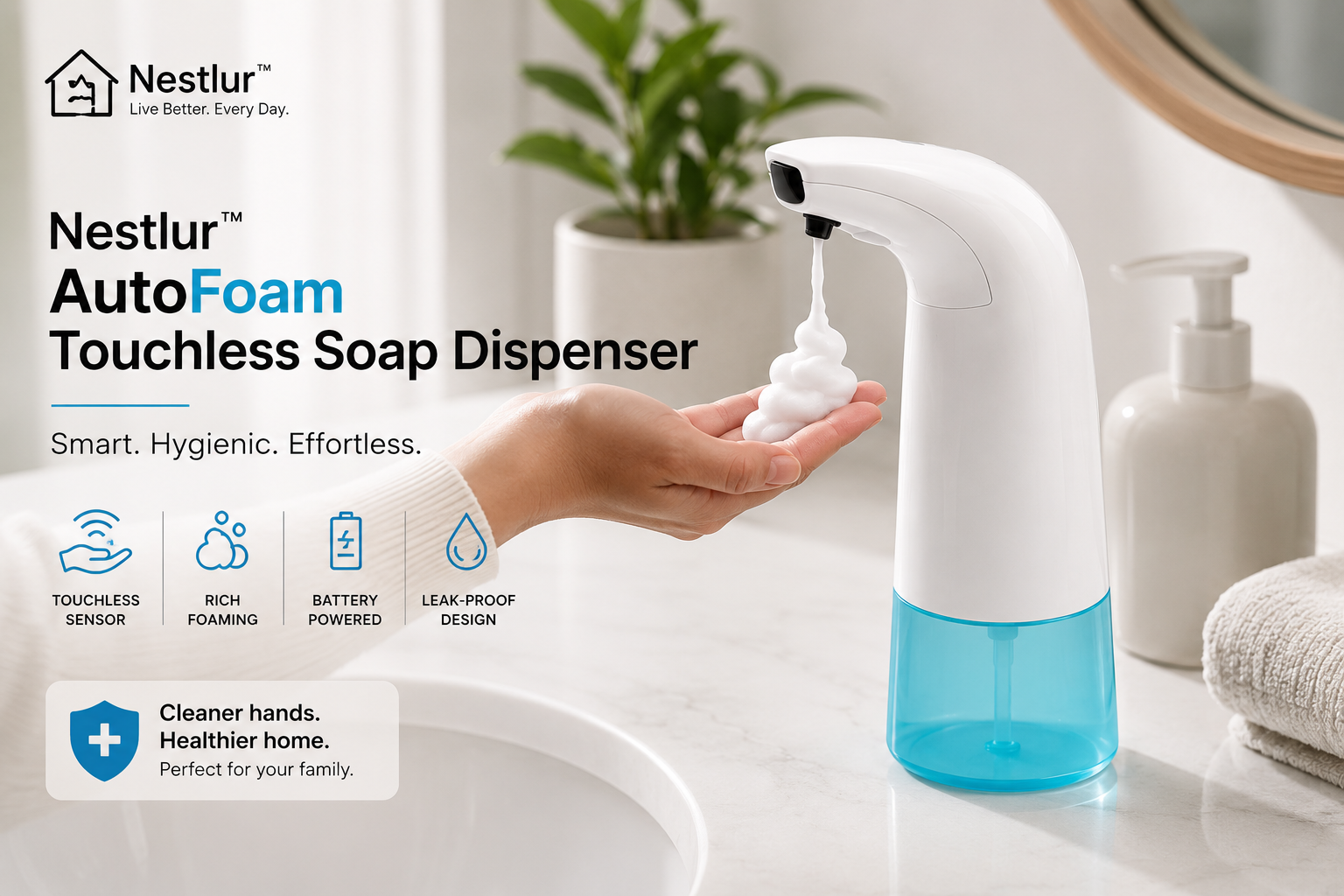 Nestlur™ AutoFoam Touchless Soap Dispenser